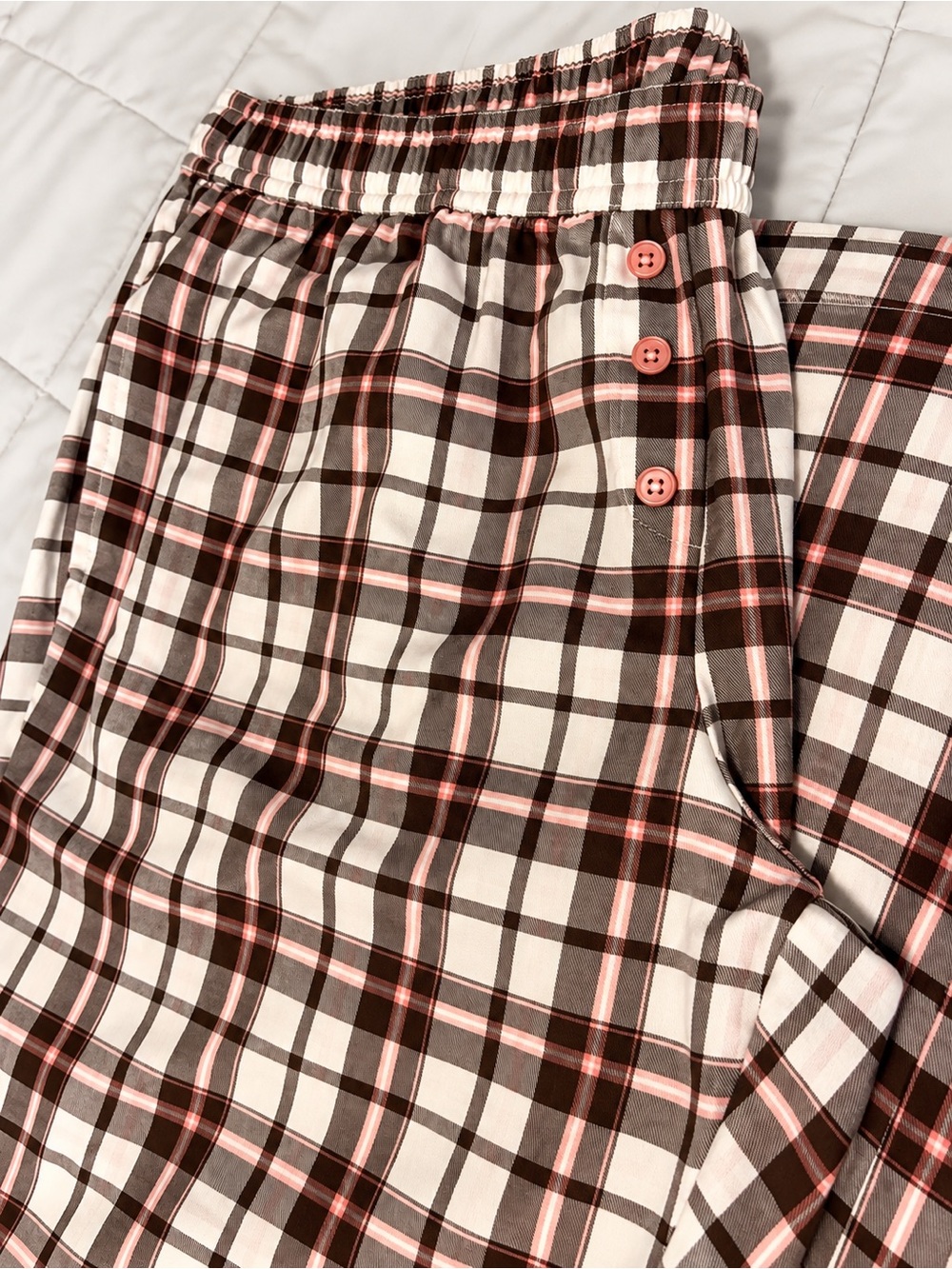 Torrid Lovesick Boxer Lounge Pants 00 NWT Coquette Bias Plaid Antique White